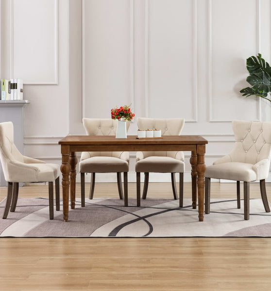 Esszimmerstühle 4 Stk. Beige Stoff