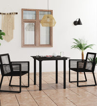 3-tlg. Garten-Essgruppe PVC Rattan Schwarz