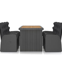 7-tlg. Garten-Essgruppe mit Auflagen Poly Rattan Schwarz