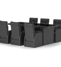 7-tlg. Garten-Essgruppe mit Auflagen Poly Rattan Schwarz