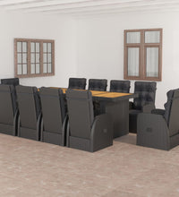 11-tlg. Garten-Essgruppe mit Kissen Poly Rattan Schwarz