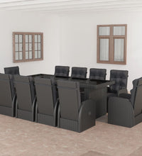 11-tlg. Garten-Essgruppe mit Kissen Poly Rattan Schwarz