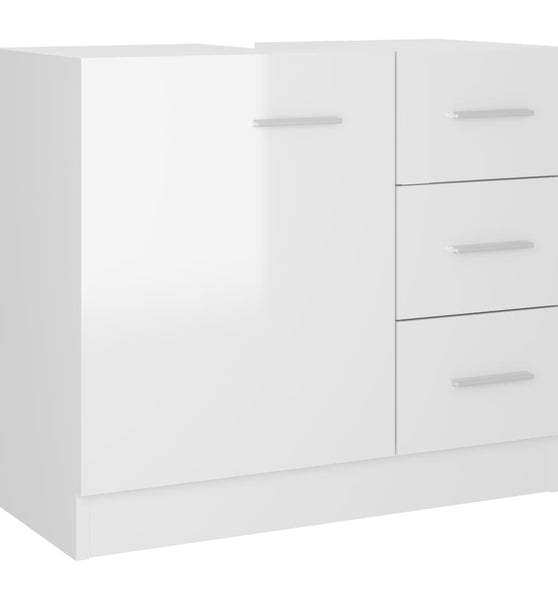 Waschbeckenunterschrank Hochglanz-Weiß 63x30x54 cm Spanplatte
