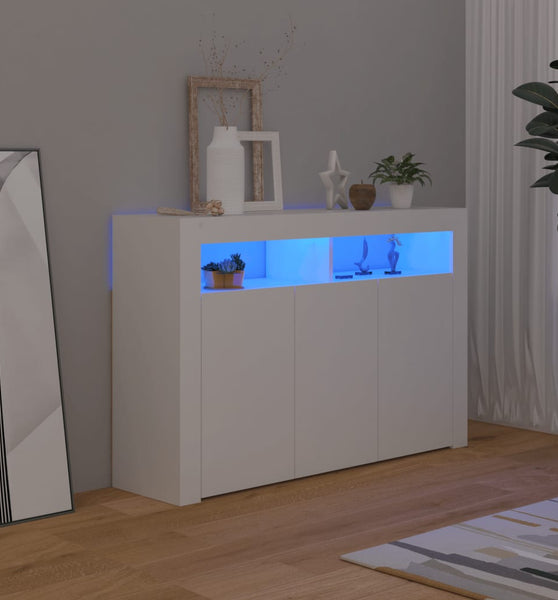 Sideboard mit LED-Leuchten Weiß 115,5x30x75 cm