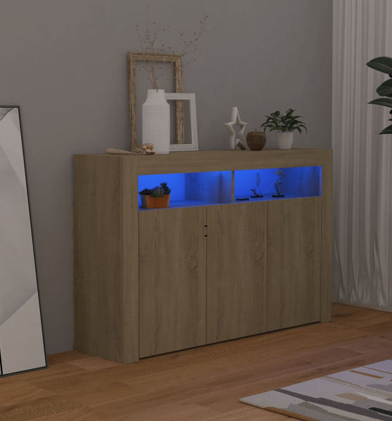 Sideboard mit LED-Leuchten Sonoma-Eiche 115,5x30x75 cm