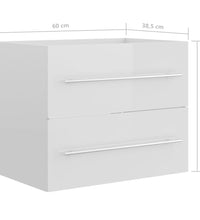 Waschbeckenunterschrank Hochglanz-Weiß 60x38,5x48 cm