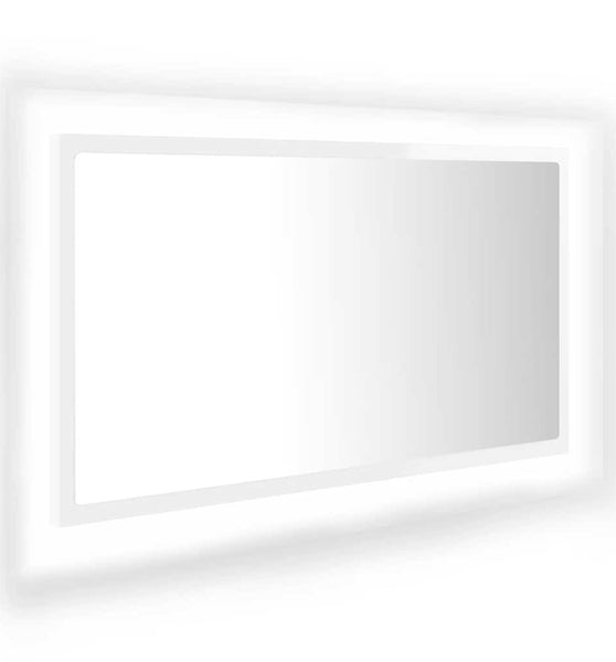 LED-Badspiegel Hochglanz-Weiß 80x8,5x37 cm Acryl