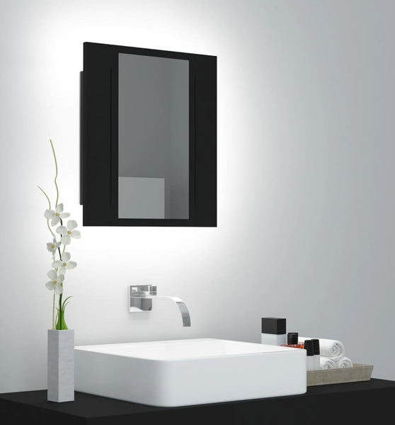 LED-Bad-Spiegelschrank Schwarz 40x12x45 cm Acryl
