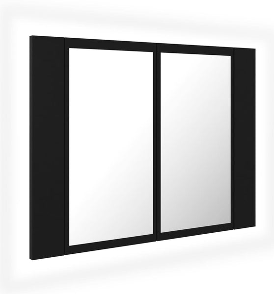 LED-Bad-Spiegelschrank Schwarz 60x12x45 cm Acryl