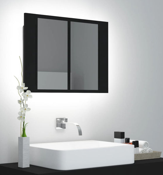 LED-Bad-Spiegelschrank Schwarz 60x12x45 cm Acryl