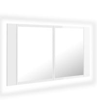 LED-Bad-Spiegelschrank Hochglanz-Weiß 80x12x45 cm Acryl