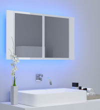 LED-Bad-Spiegelschrank Hochglanz-Weiß 80x12x45 cm Acryl