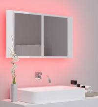 LED-Bad-Spiegelschrank Hochglanz-Weiß 80x12x45 cm Acryl