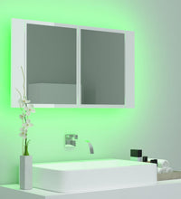 LED-Bad-Spiegelschrank Hochglanz-Weiß 80x12x45 cm Acryl