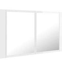 LED-Bad-Spiegelschrank Hochglanz-Weiß 80x12x45 cm Acryl