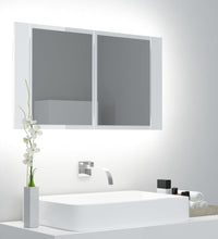 LED-Bad-Spiegelschrank Hochglanz-Weiß 80x12x45 cm Acryl