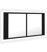 LED-Bad-Spiegelschrank Schwarz 90x12x45 cm Acryl