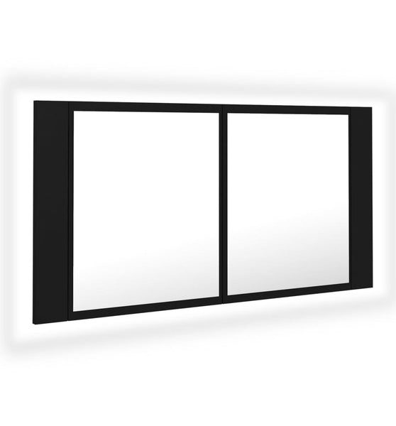 LED-Bad-Spiegelschrank Schwarz 90x12x45 cm Acryl