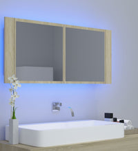 LED-Bad-Spiegelschrank Sonoma-Eiche 100x12x45 cm Acryl