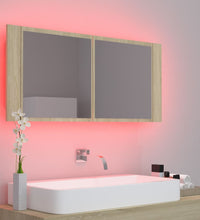 LED-Bad-Spiegelschrank Sonoma-Eiche 100x12x45 cm Acryl