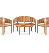 4-tlg. Garten-Lounge-Set Massivholz Teak