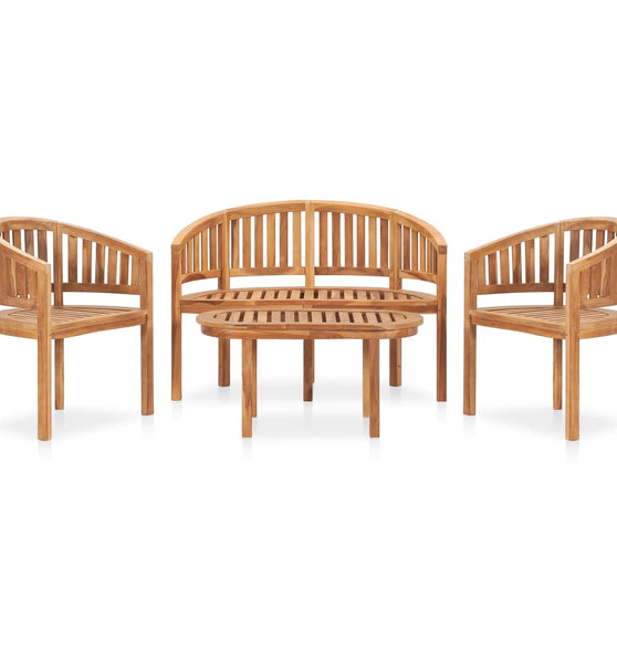 4-tlg. Garten-Lounge-Set Massivholz Teak