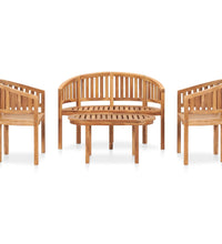 4-tlg. Garten-Lounge-Set Massivholz Teak