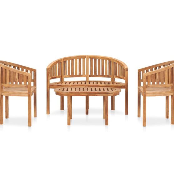 4-tlg. Garten-Lounge-Set Massivholz Teak