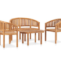 4-tlg. Garten-Lounge-Set Massivholz Teak