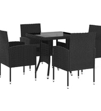 5-tlg. Garten-Essgruppe Poly Rattan Schwarz