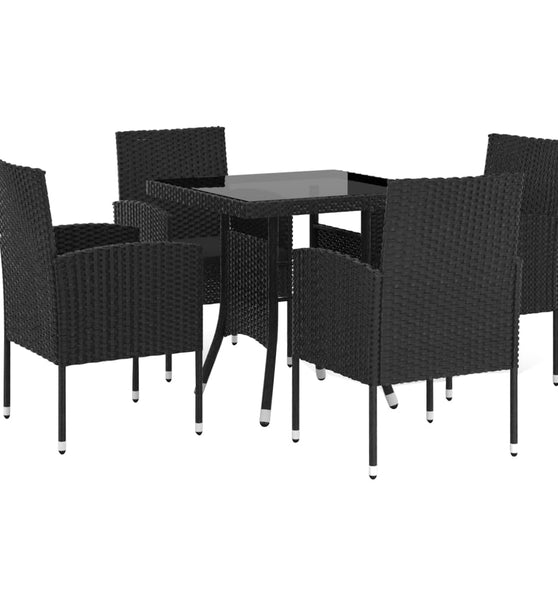 5-tlg. Garten-Essgruppe Poly Rattan Schwarz