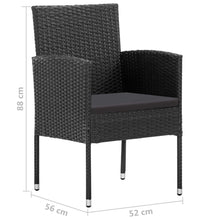 5-tlg. Garten-Essgruppe Poly Rattan Schwarz