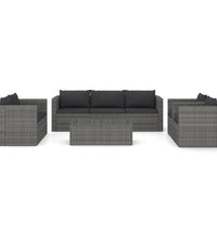 8-tlg. Garten-Lounge-Set mit Kissen Poly Rattan Grau