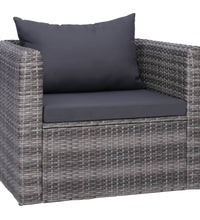 8-tlg. Garten-Lounge-Set mit Kissen Poly Rattan Grau