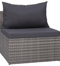 8-tlg. Garten-Lounge-Set mit Kissen Poly Rattan Grau