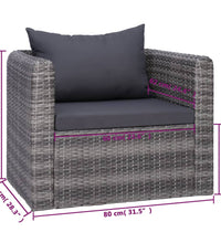 8-tlg. Garten-Lounge-Set mit Kissen Poly Rattan Grau