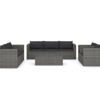 9-tlg. Garten-Lounge-Set mit Kissen Poly Rattan Grau