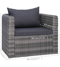 9-tlg. Garten-Lounge-Set mit Kissen Poly Rattan Grau