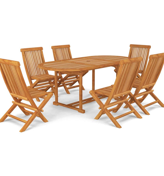 7-tlg. Garten-Essgruppe Massivholz Teak