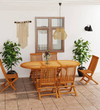 7-tlg. Garten-Essgruppe Massivholz Teak