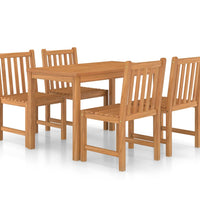 5-tlg. Garten-Essgruppe Teak Massivholz