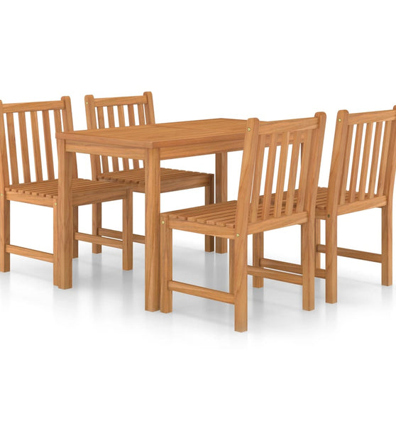 5-tlg. Garten-Essgruppe Teak Massivholz