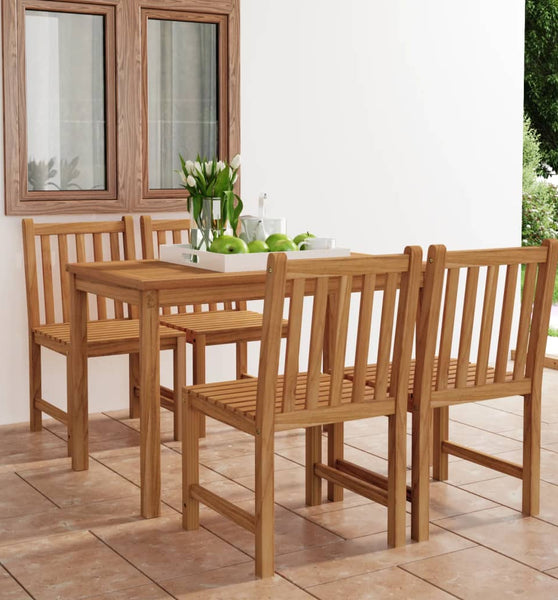 5-tlg. Garten-Essgruppe Teak Massivholz