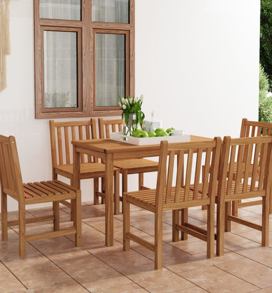 7-tlg. Garten-Essgruppe Teak Massivholz