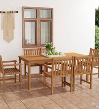 7-tlg. Garten-Essgruppe Massivholz Teak