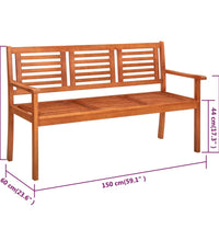 3-Sitzer-Gartenbank mit Auflage 150 cm Massivholz Eukalyptus