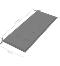 2-Sitzer-Gartenbank mit Auflage 120 cm Grau Eukalyptusholz