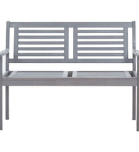 2-Sitzer-Gartenbank mit Auflage 120 cm Grau Eukalyptusholz