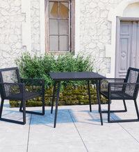 3-tlg. Garten-Essgruppe PVC Rattan Schwarz