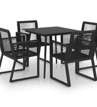 5-tlg. Garten-Essgruppe PVC Rattan Schwarz